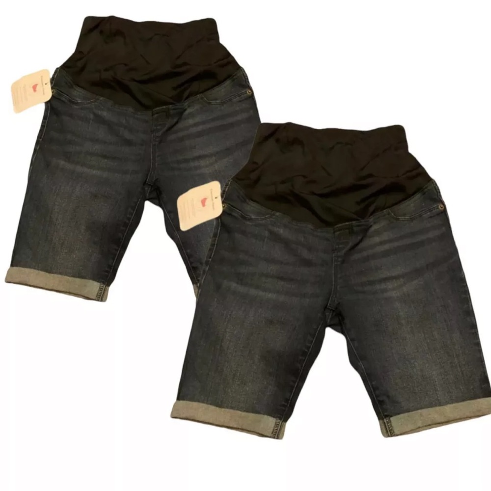 Lot Of 2 Ingrid & Isabel Maternity Jean Denim Shorts Over The Belly Size 2 NWT